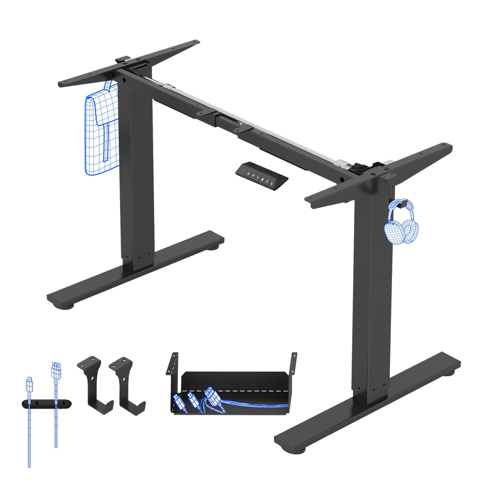 FLEXISPOT Escritorio Elevable Eléctrico Marco de Escritorio de Altura Regulable, Standing Desk Mesa Elevable Eléctrico con 2 Ganchos 4 Botones de Memoria-Negro