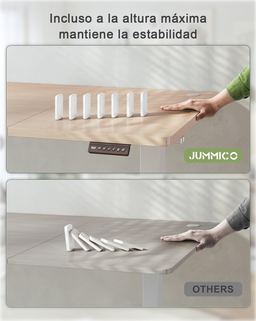 JUMMICO Escritorio Elevable Eléctrico con Cargador USB, Escritorio Regulable en Altura Ergonomica Escritorio de pie Ajustable Smart Panel con Funciones de Memoria, Standing Desk 120 x 60 cm, Beige