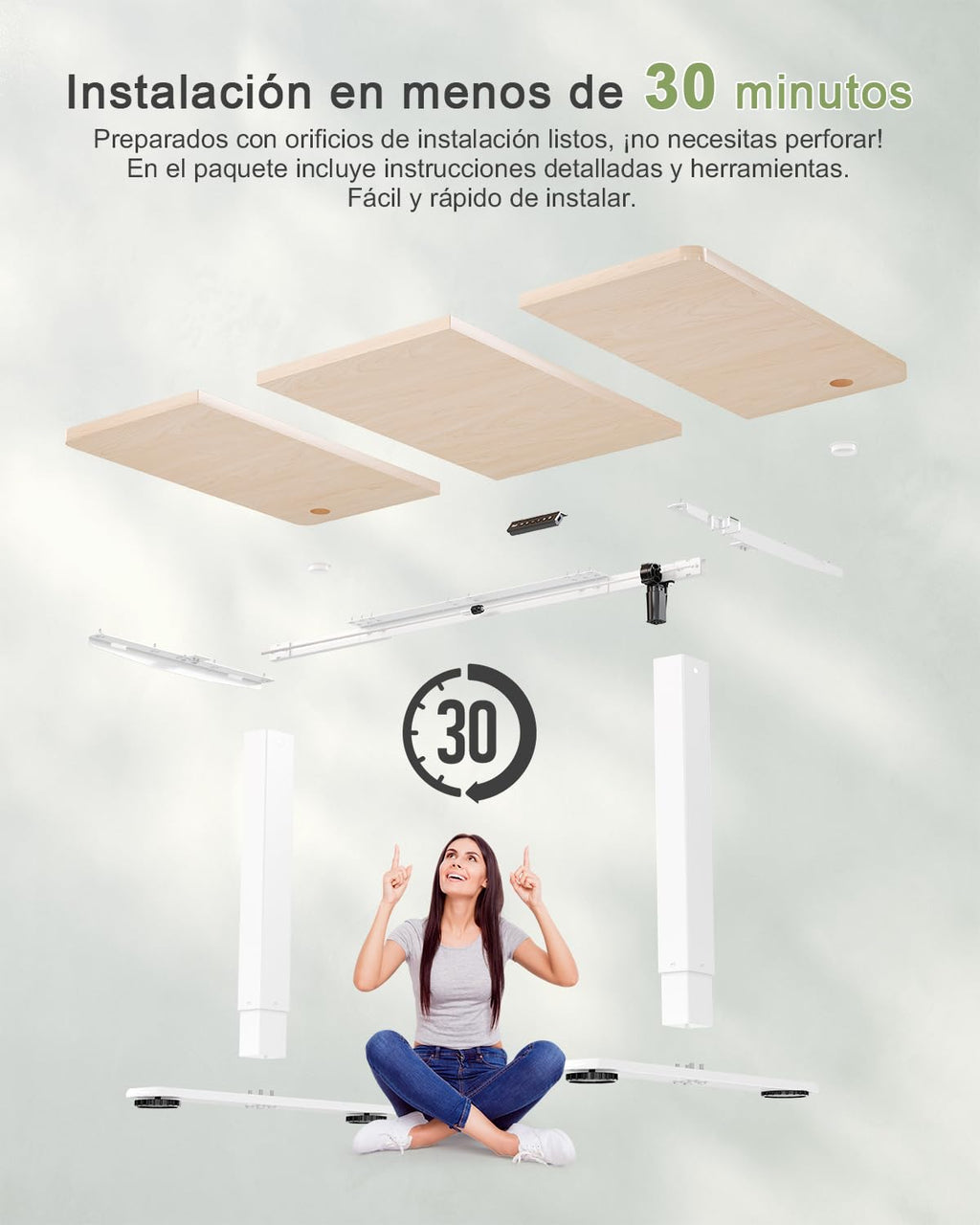 JUMMICO Escritorio Elevable Eléctrico con Cargador USB, Escritorio Regulable en Altura Ergonomica Escritorio de pie Ajustable Smart Panel con Funciones de Memoria, Standing Desk 120 x 60 cm, Beige