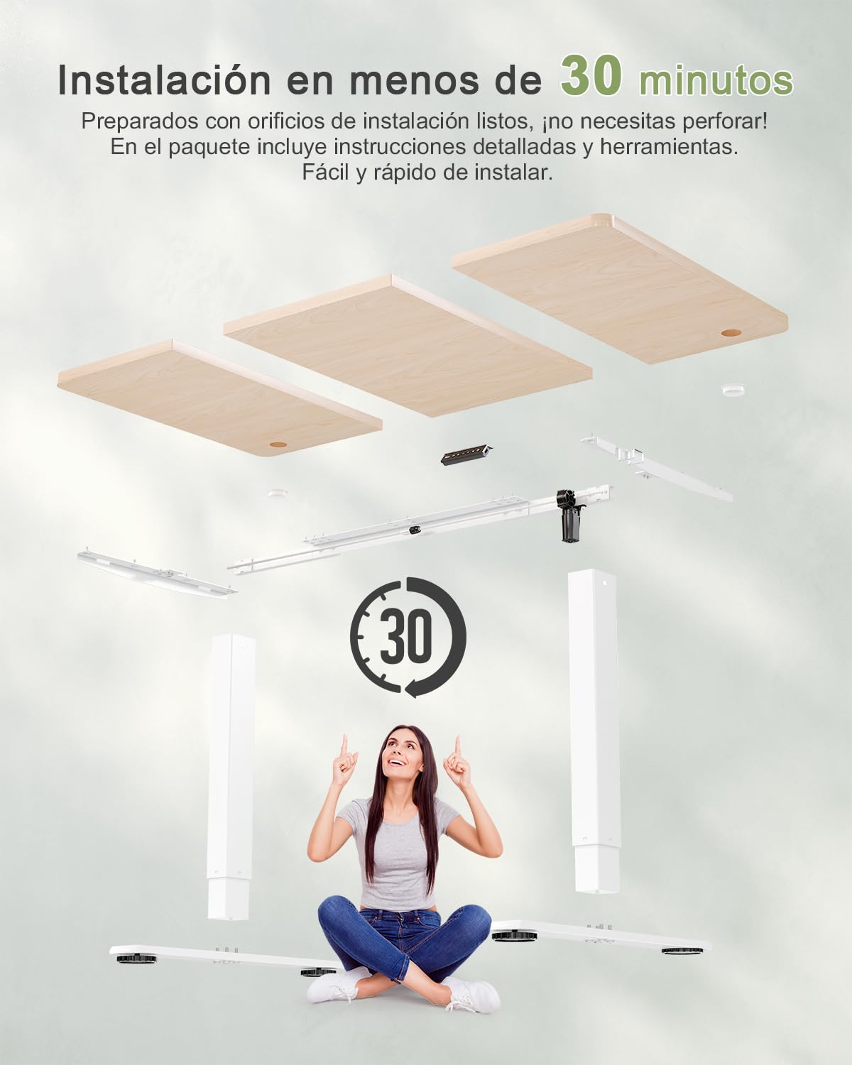 JUMMICO Escritorio Elevable Eléctrico con Cargador USB, Escritorio Regulable en Altura Ergonomica Escritorio de pie Ajustable Smart Panel con Funciones de Memoria, Standing Desk 120 x 60 cm, Beige