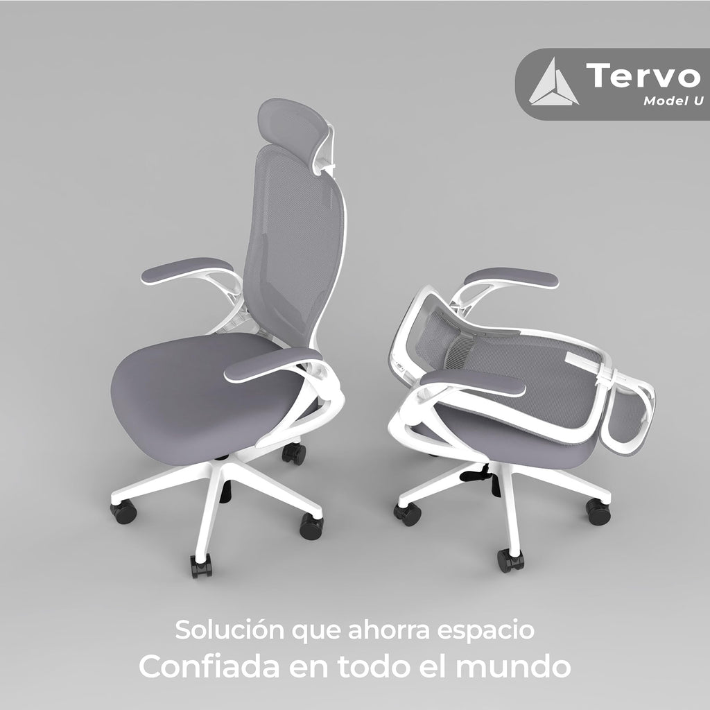 Tervo Modelo U | Silla de Oficina Plegable para Espacios Pequeños | Silla de Juego para Adultos y Niños | Silla de Ordenador de Malla Ergonómica para Dormitorio