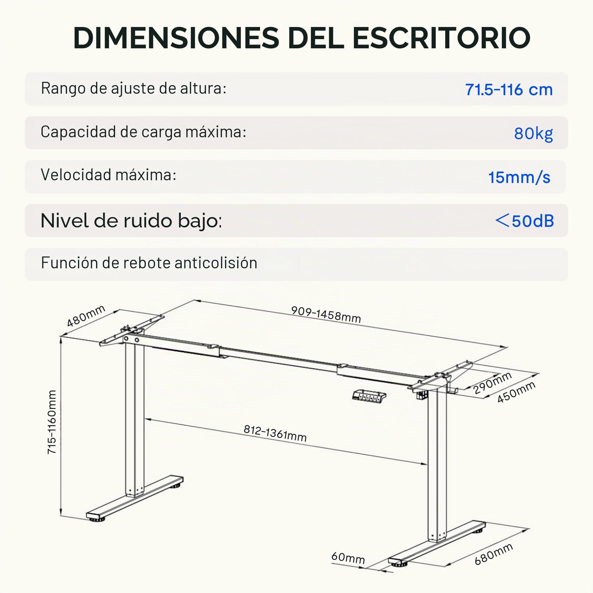 FLEXISPOT Escritorio Elevable Eléctrico Marco de Escritorio de Altura Regulable, Standing Desk Mesa Elevable Eléctrico con 2 Ganchos 4 Botones de Memoria-Negro