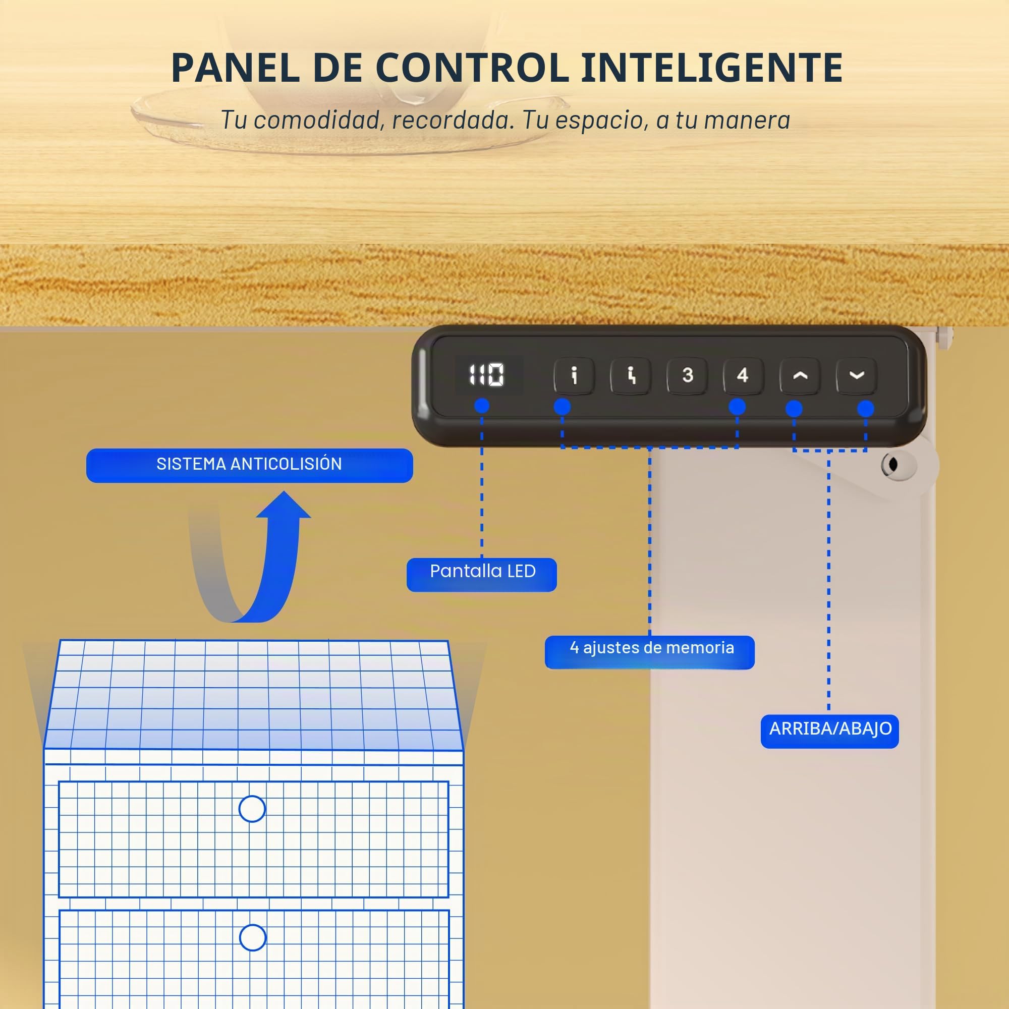 FLEXISPOT Escritorio Elevable Eléctrico 100x60cm, Mesa Escritorio Tablero Entero con Memoria, Sistema Anticolisión, para Oficina, Casa,Teletrabajo y Zona Compacta, Arce