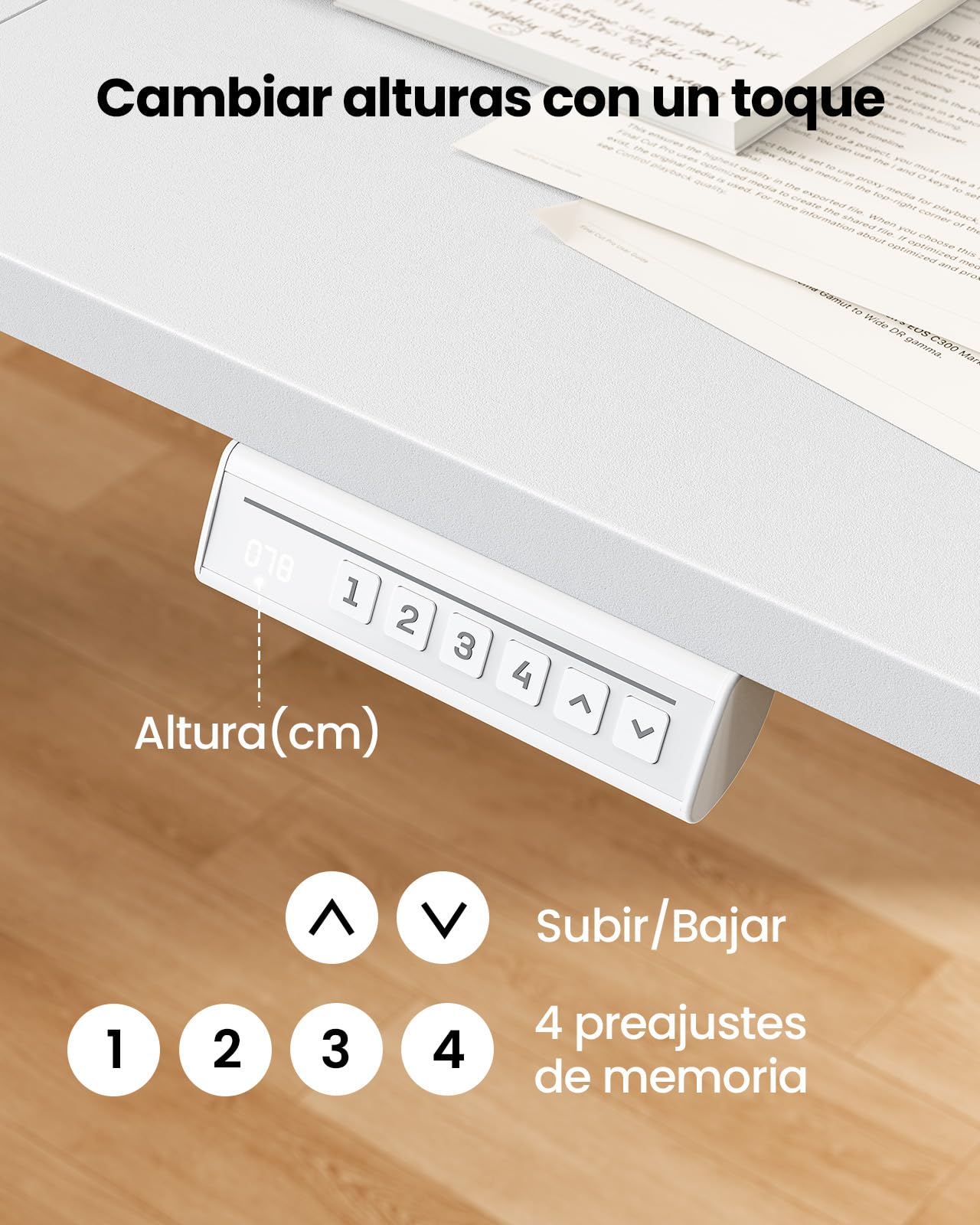 ErGear Escritorio Elevable Eléctrico, 140x70cm, Blanco