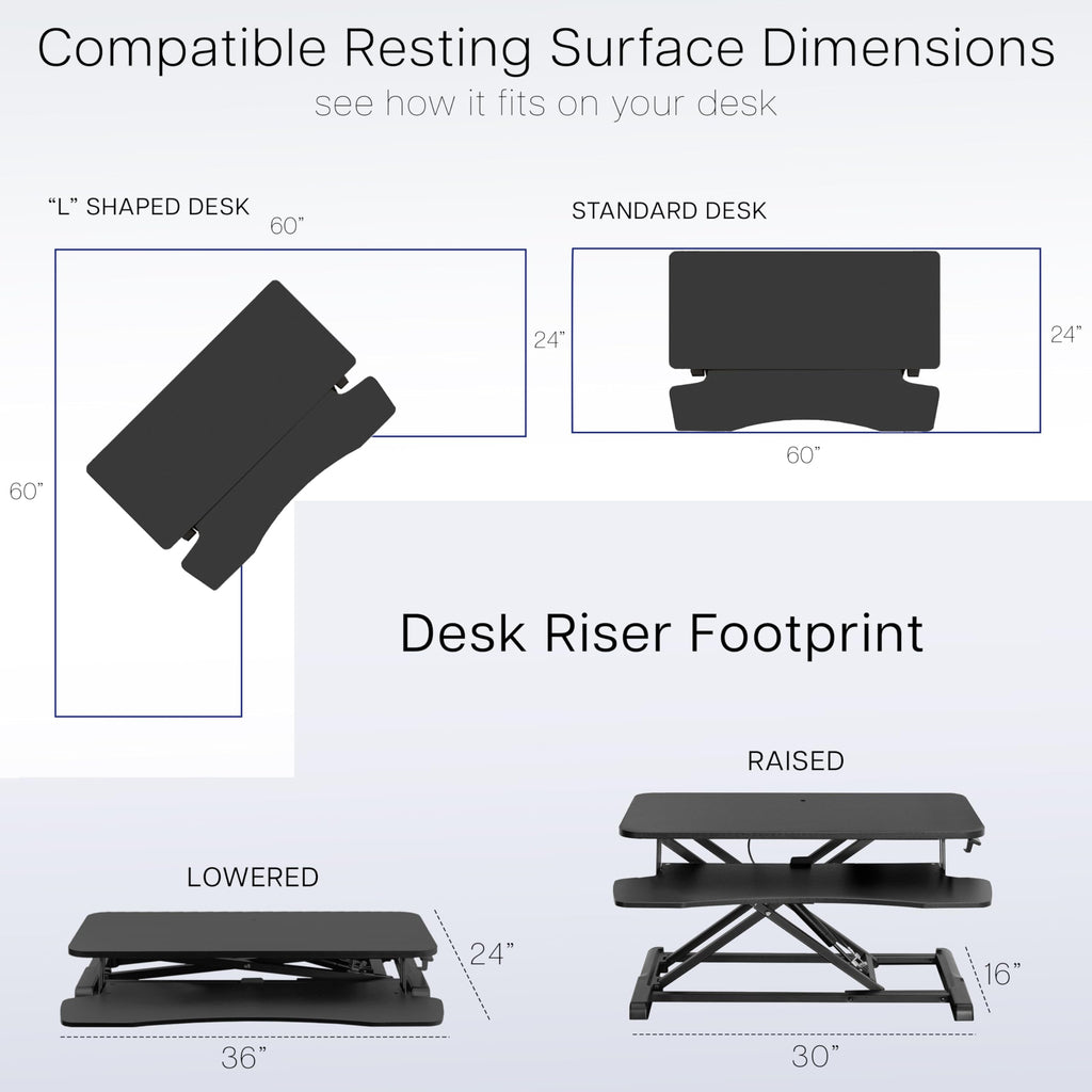 Vivo DESK-V036KB Escritorio con altura ajustable, estación de trabajo de pie o sentado para dos monitores y portátil, con bandeja para teclado amplia, negro, 91,4 cm