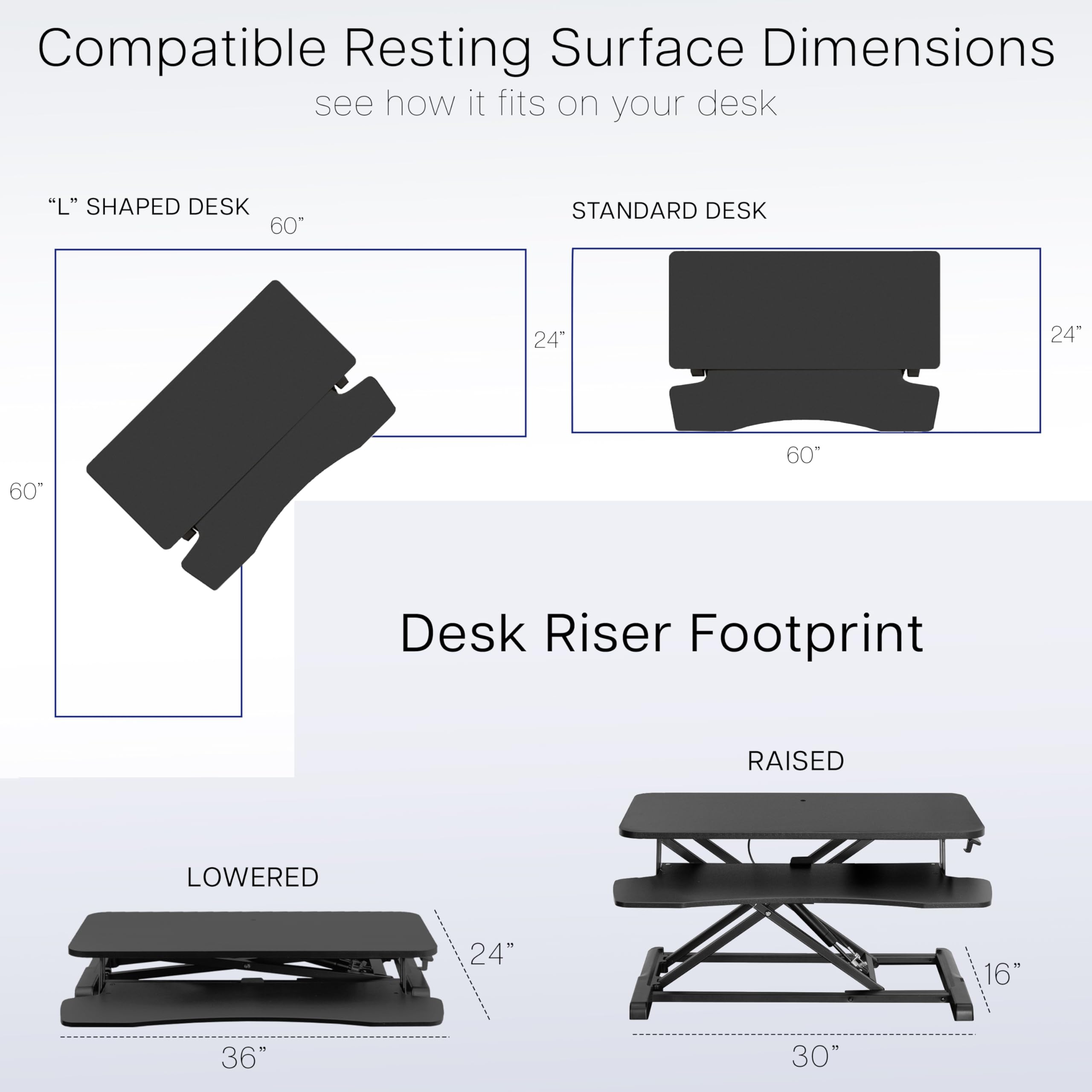 Vivo DESK-V036KB Escritorio con altura ajustable, estación de trabajo de pie o sentado para dos monitores y portátil, con bandeja para teclado amplia, negro, 91,4 cm