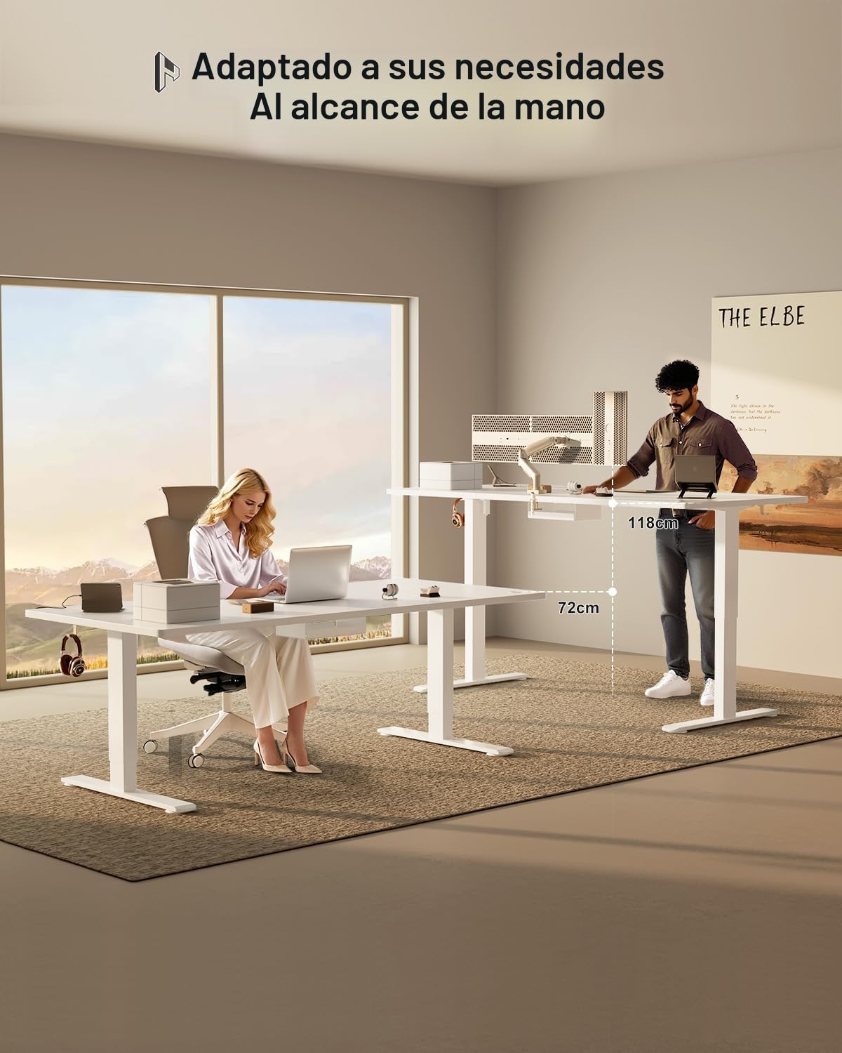 Homall Escritorio de Altura Regulable de 160 x 80 cm con Puerto de Carga USB-A, Escritorio eléctrico con Bandeja de gestión de Cables, Escritorio de pie con 3 Funciones de Memoria, Escritorio para