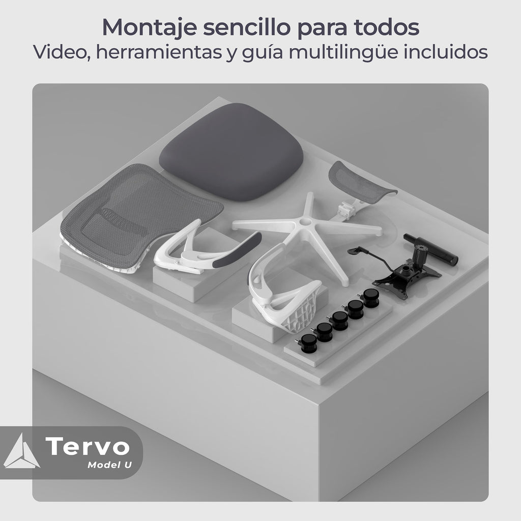 Tervo Modelo U | Silla de Oficina Plegable para Espacios Pequeños | Silla de Juego para Adultos y Niños | Silla de Ordenador de Malla Ergonómica para Dormitorio