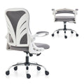 HOLLUDLE Silla de Oficina Ergonómica con Respaldo Plegable, con Reposabrazos, Asiento Ancho y Soporte Lumbar de Malla, Giratoria Ejecutiva para Computadora, Blanco