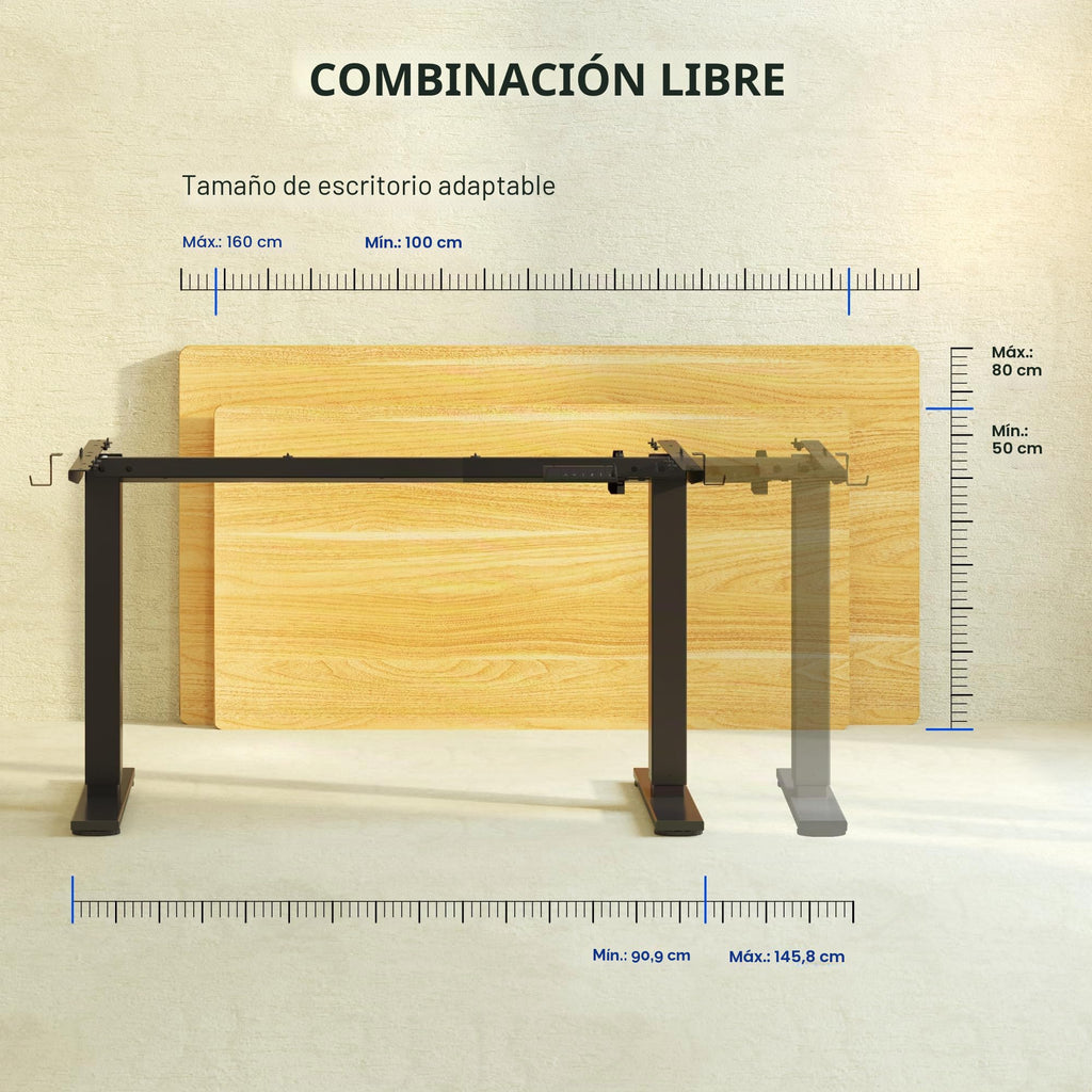 FLEXISPOT Escritorio Elevable Eléctrico Marco de Escritorio de Altura Regulable, Standing Desk Mesa Elevable Eléctrico con 2 Ganchos 4 Botones de Memoria-Negro