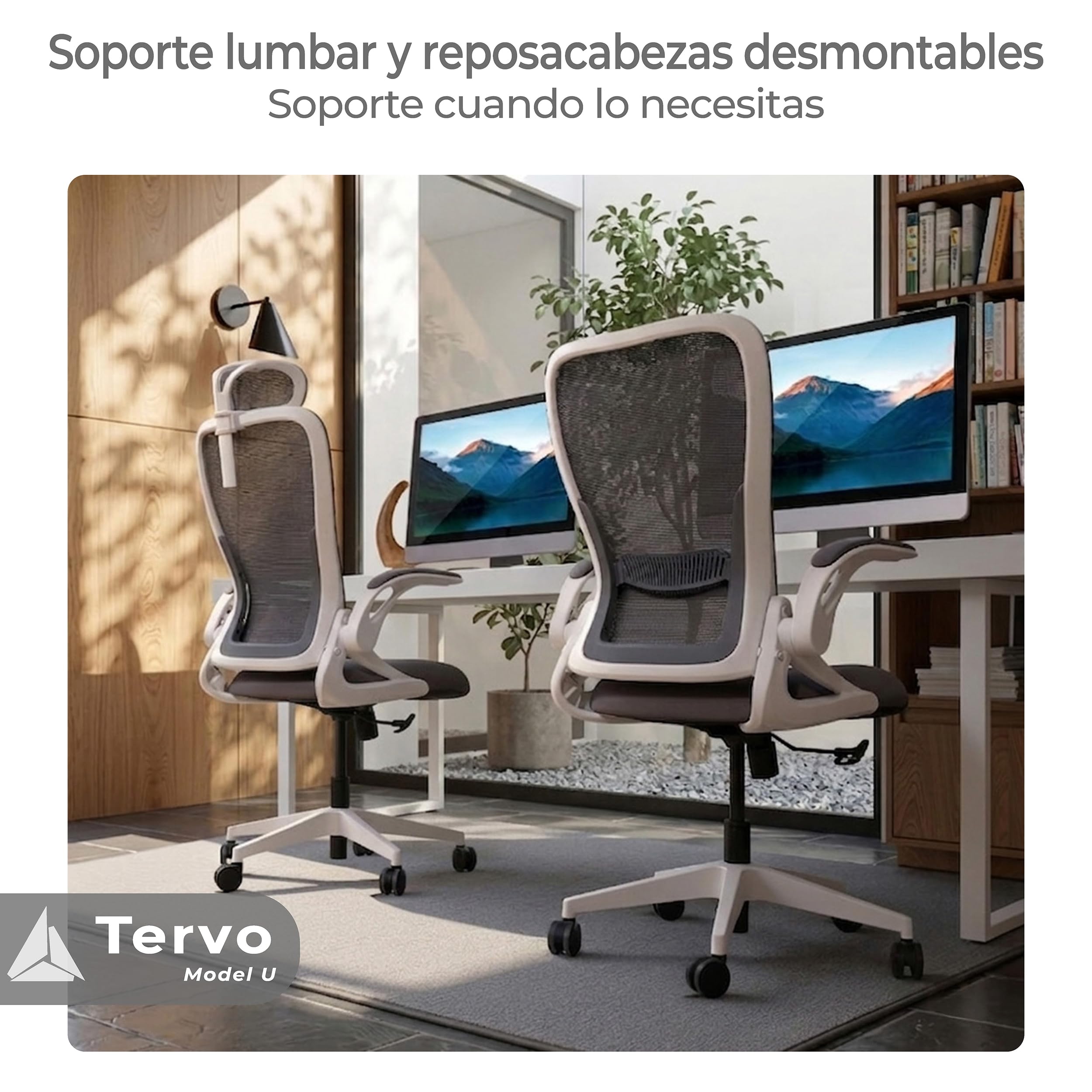 Tervo Modelo U | Silla de Oficina Plegable para Espacios Pequeños | Silla de Juego para Adultos y Niños | Silla de Ordenador de Malla Ergonómica para Dormitorio