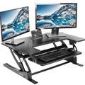 VIVO Convertidor de Escritorio de Altura Ajustable 91 cm, Elevador de Monitor Dual con Bandeja de Teclado, Negro