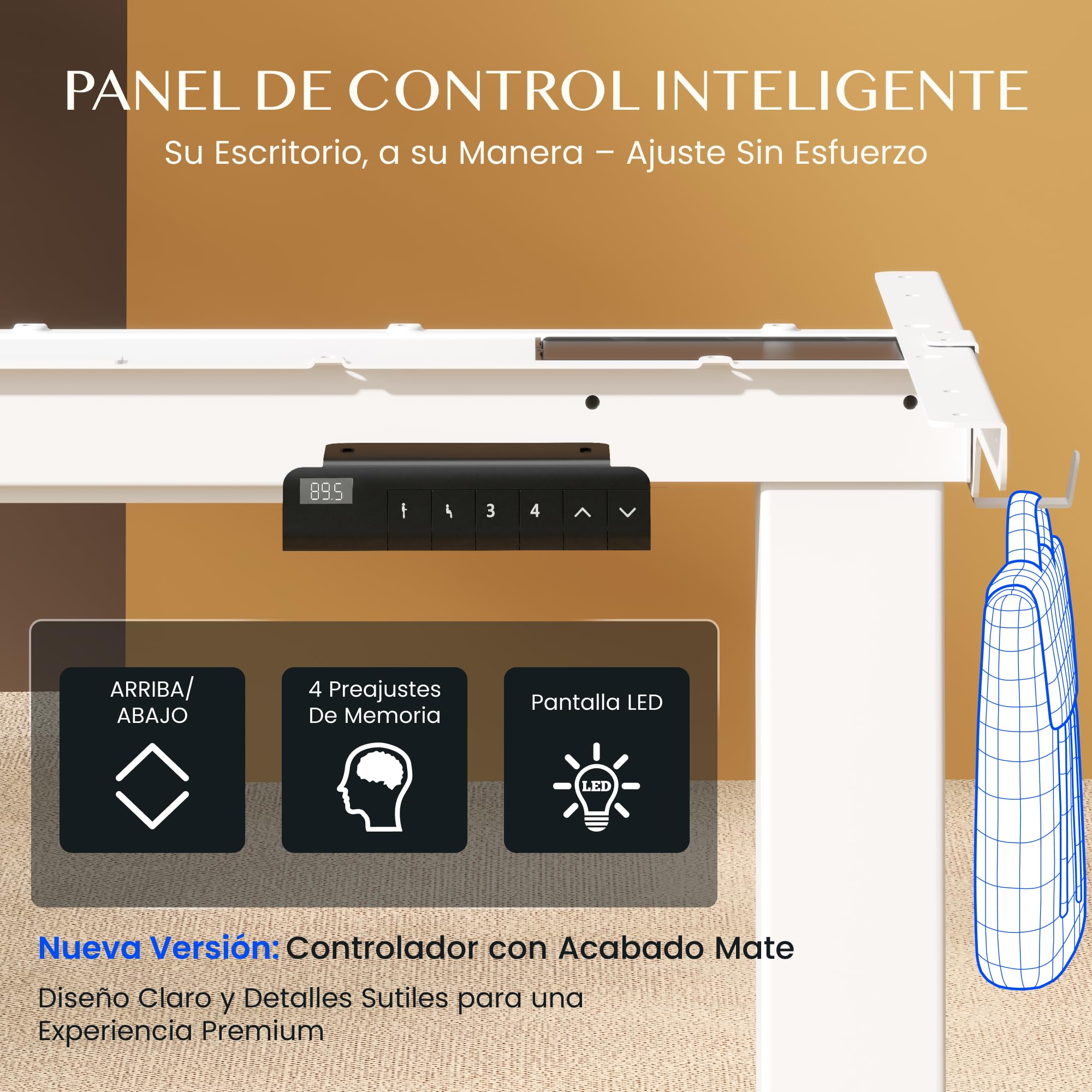 FLEXISPOT E1 Pro Escritorio Elevable Eléctrico con 2 Motores y 2 Patas Escritorio Ajustable en Altura de Acero con 4 Funciones de Memoria Standing Desk, Carga de 100kg(Marco en Blanco)