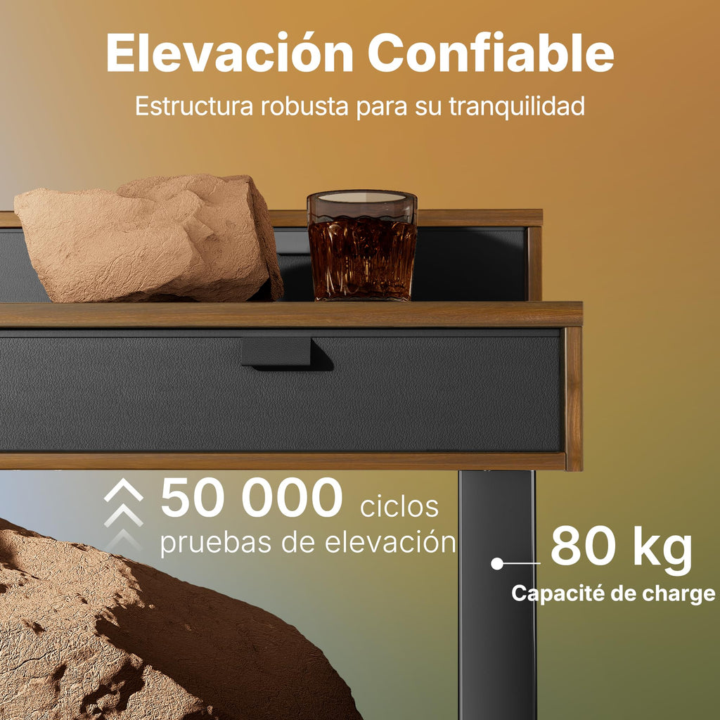 HUANUO Escritorio Elevable Pequeñ 80 x 53 cm con Cajones 4 Niveles Memor