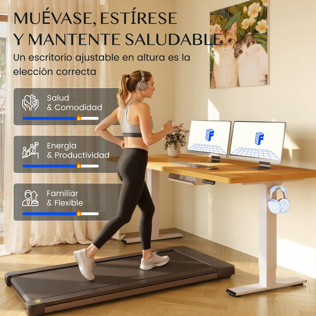 FLEXISPOT E1 Pro Escritorio Elevable Eléctrico con 2 Motores y 2 Patas Escritorio Ajustable en Altura de Acero con 4 Funciones de Memoria Standing Desk, Carga de 100kg(Marco en Blanco)