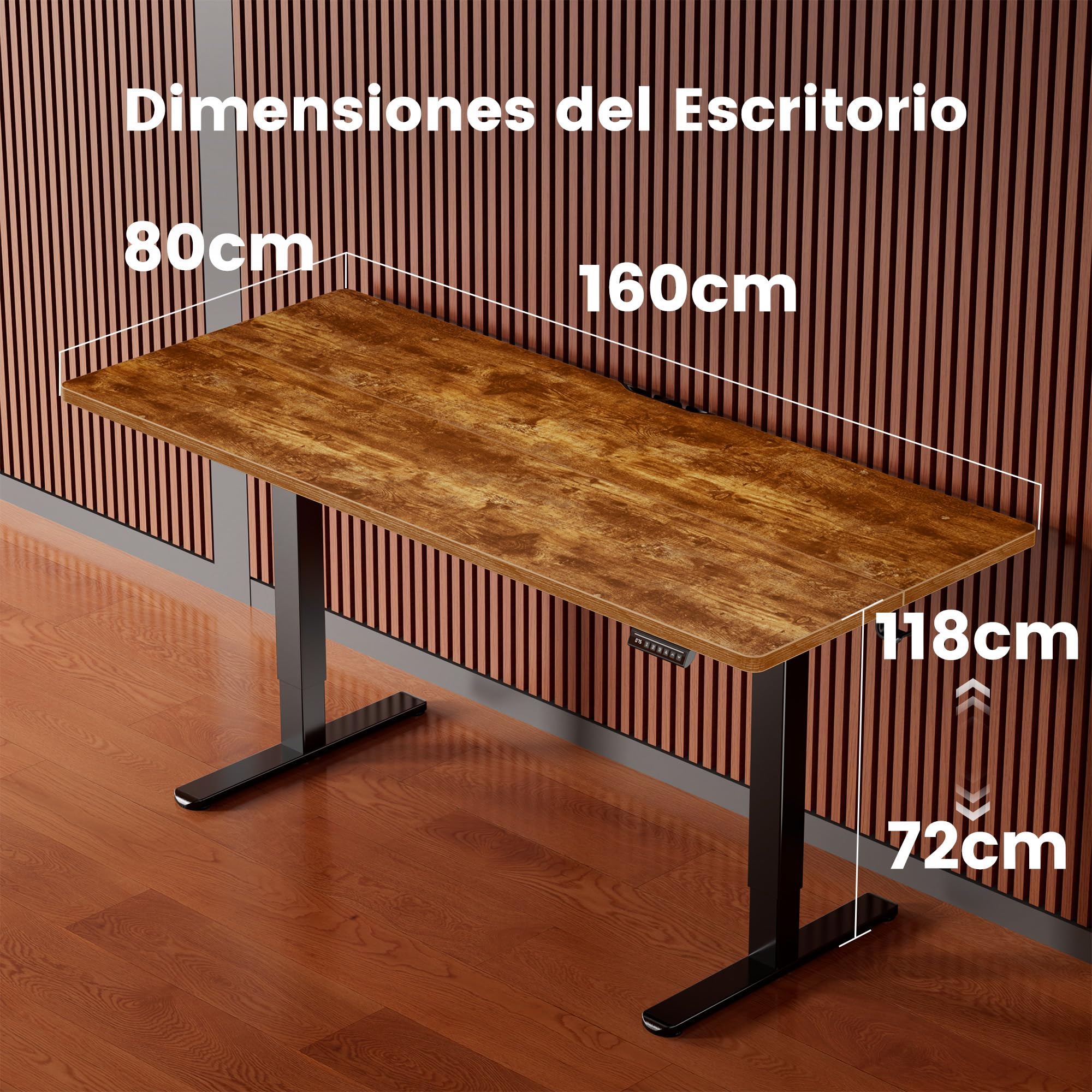 ErGear Escritorio Elevable Eléctrico, 160x80cm, Marrón